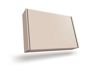 3D Craft Cardboard Box On White Background