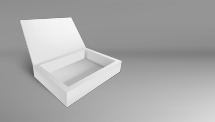 3D White Open Empty Cardboard Gift Box