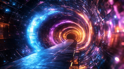 Fototapeta premium Warp Reality: A Journey Through a Spacetime Tunnel