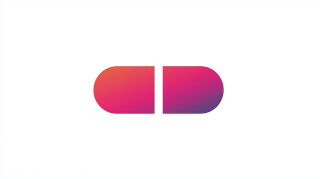 A simple vector logo featuring a stylized capsule shape with a gradient from pink to purple on a white background
