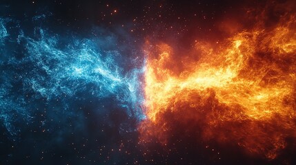 Naklejka premium Abstract Artistic Depiction of Fire and Ice Colliding