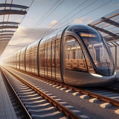 Naklejka premium Transparent Sections Transparent sections of the tram’s body f