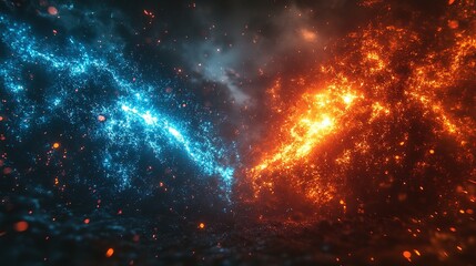 Naklejka premium Abstract Background with Blue and Orange Sparks