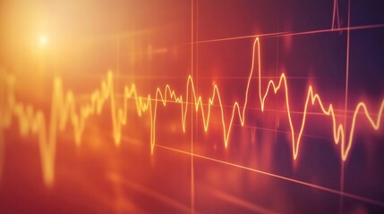 A heart rate graph with an irregular heartbeat pattern, highlighting fluctuations and anomalies, set against a neutral background.