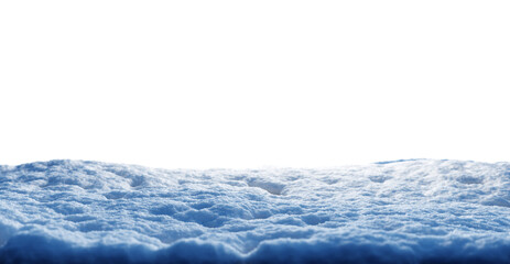 Ground covered in snow, snowy winter landscape cut out on white