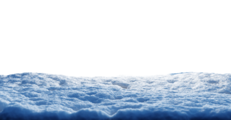 Ground covered in snow, snowy winter landscape cut out on white