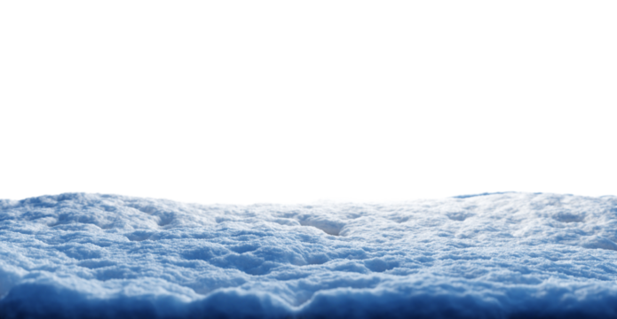 Ground covered in snow, snowy winter landscape cut out on white