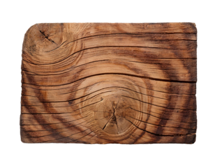 Alter Dicker Holzschnitt isoliert auf weißen Hintergrund, Freisteller draufsicht 