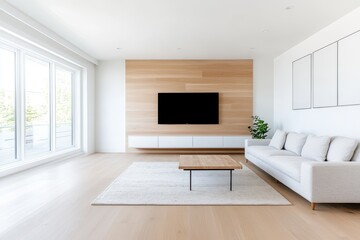 Fototapeta premium Modern Minimalist Accent Wall with Neutral Tones and Subtle Elegance