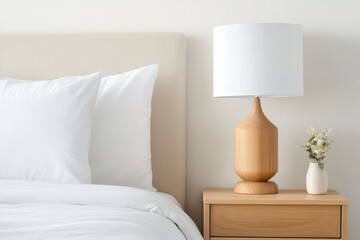 Contemporary Minimalist Bedroom Nightstand with Neutral Elegance and Subtle Decor Elements