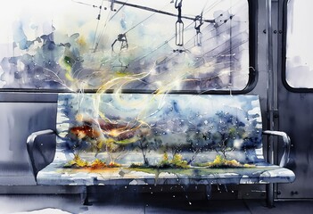 whispering wires photogram of intricate tram wiring watercolor w