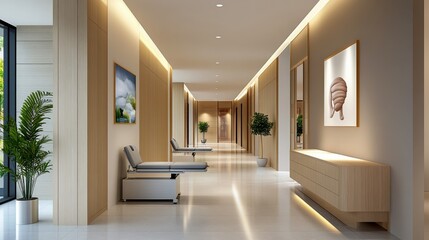 Fototapeta premium Modern Lobby Lounge Area with Minimalist Design and Bright Natural Light