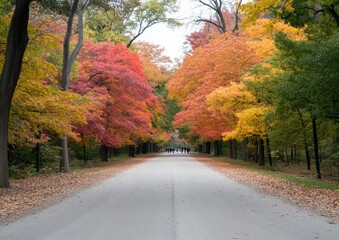 Obraz premium Men and Women of Various Ages and Ethnicities Enjoying Autumn Colors in Forest Park During Daytime