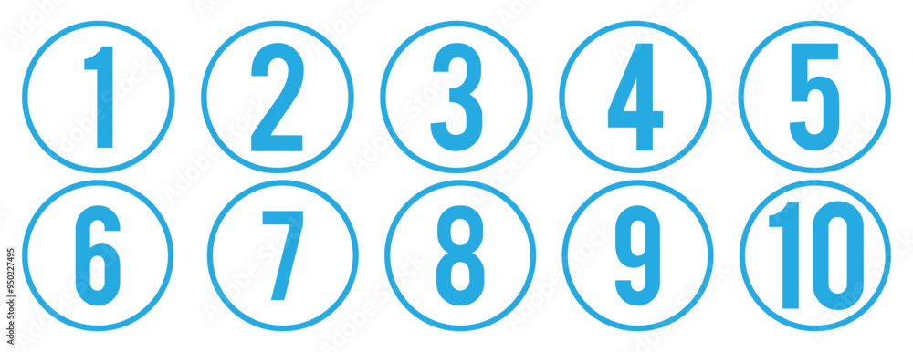 Poster set of numbers . number circles set1 to 10 . set of round 1-10 numbers icon for education . vector i