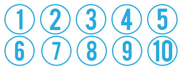 Set of numbers . Number circles set1 to 10 . Set of Round 1-10 numbers icon for education . Vector illustration