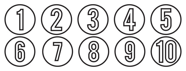 Set of numbers . Number circles set1 to 10 . Set of Round 1-10 numbers icon for education . Vector illustration
