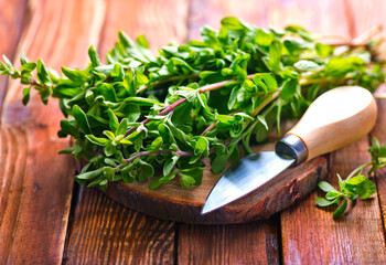 marjoram on a wooden rustic table