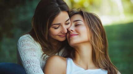 Naklejka premium a happy mother holding her young daughter in her arms