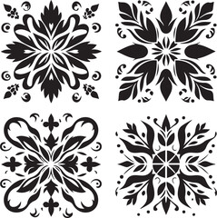 Elegant Floral Ornament, Flower mandala Stencil doodles sketch art illustration, Outline, Oriental, Decorative pattern seamless silhouette design white background