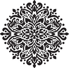 Elegant Floral Ornament, Flower mandala Stencil doodles sketch art illustration, Outline, Oriental, Decorative pattern seamless silhouette design white background