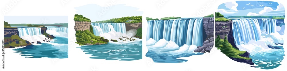Wall mural a simple vector icon illustration depicting the group of niagara falls for a website isolated white 