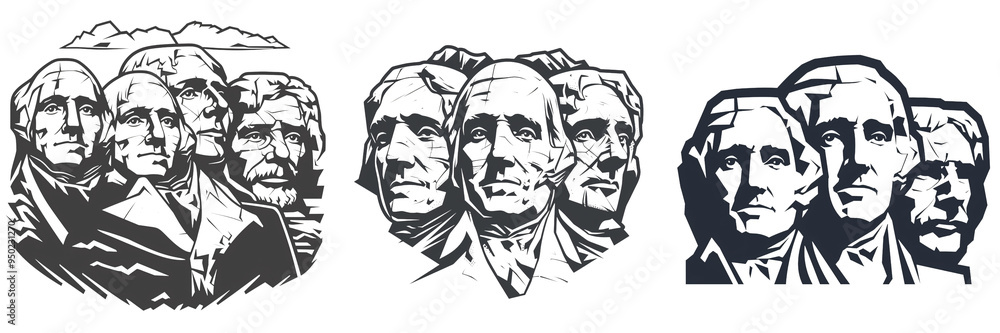 Wall mural a simple vector icon illustration depicting the group of mount rushmore for a website isolated white