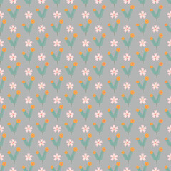 Flat design small flowers seamless pattern design