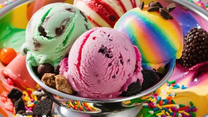 Colorful and Flavorful Assorted Ice Cream Scoops