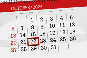 Calendar 2024, deadline, day, month, page, organizer, date, October, tuesday, number 22