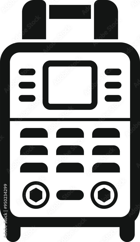 Aufkleber black solid icon for a inverter welding machine with a display and a handle for easy transport
