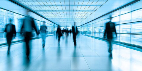 Business People Walking in a Modern Corridor During a Conference Event