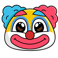 Clown Face Emoji Filled Line