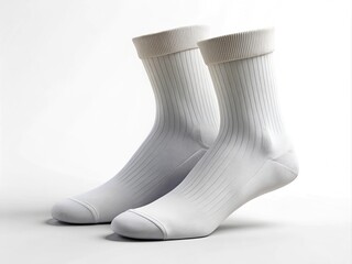 Customizable blank socks template with realistic folds and wrinkles, isolated on a white background, perfect for showcasing designer footwear or promotional apparel branding designs.