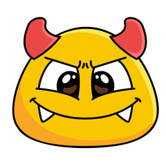 Evil Face Emoji Filled Line