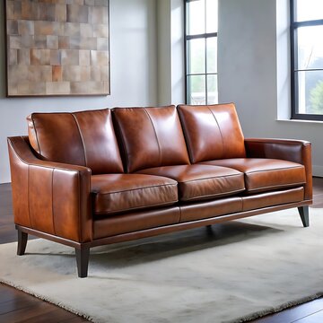The stylish leather sofa on wooden legs nice image use ai generator sxd