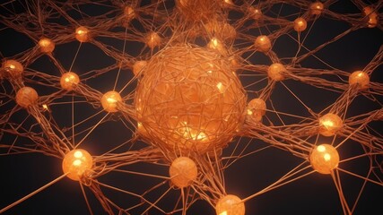 Connected Grid Illuminated Network of Orange Nodes