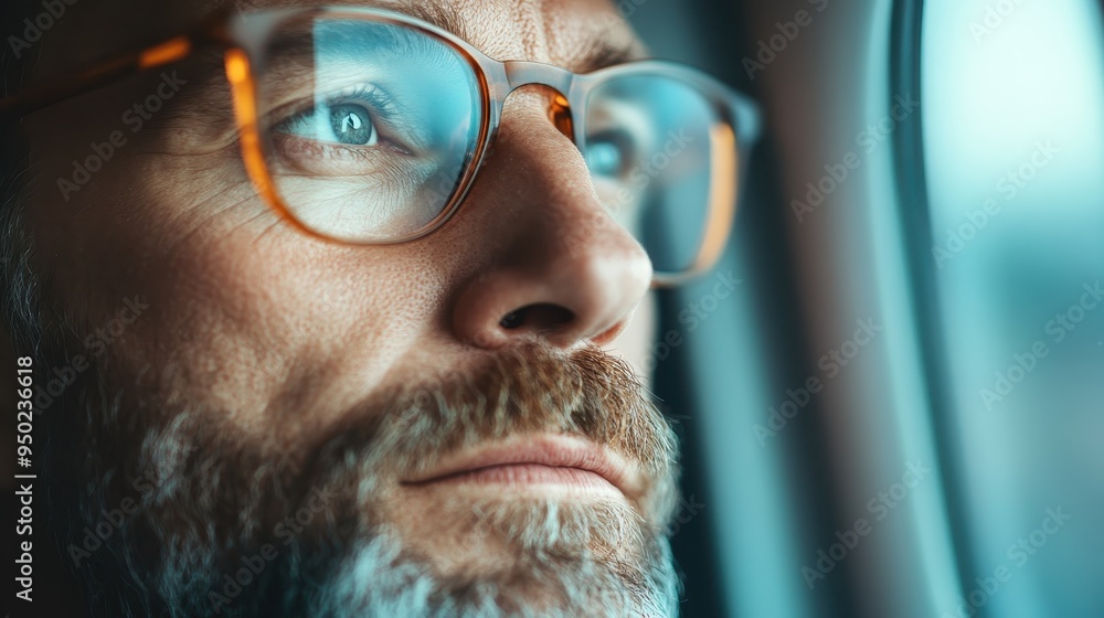 Poster a close-up photograph focusing on a window frame, featuring a blurred background to highlight the wi