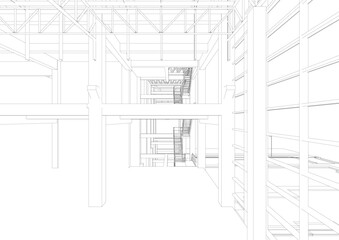 3D illustration of industrial project