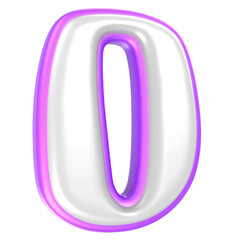 0 Number Purple And White 3D Rendering