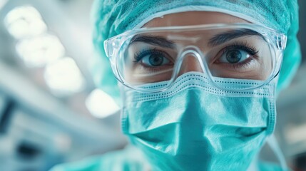 A detailed image of a surgeon wearing a green surgical cap and glasses, intensely focused in an operating room, representing the crucial role of medical professionals in healthcare.