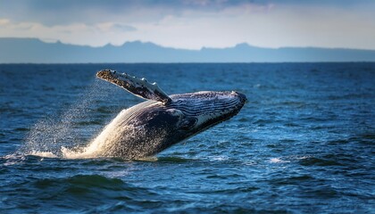Naklejka premium ballena saltando en el mar