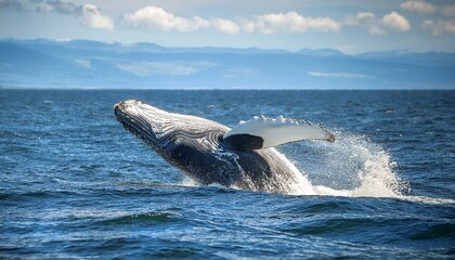 Fototapeta premium ballena saltando en el mar