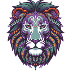 Create a highly detailed and colorful mandala-style wolf head with intricate patterns and symmetrical design.