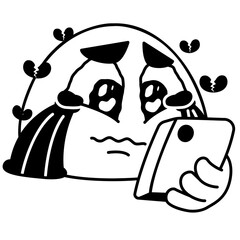Heart BreakingFace Emoji Black fill Color