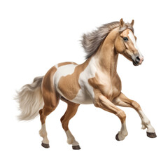 beige horse running isolated on transparent background cutout