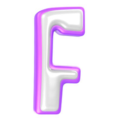 f Purple And White Font 3D Rendering