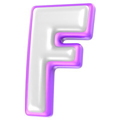 Font F Purple And White 3D Rendering