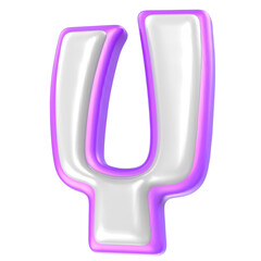 Font Y Purple And White 3D Rendering