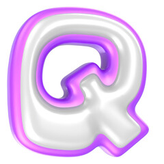 q Purple And White Font 3D Rendering