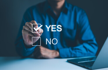 Decision-Making with Yes or No Choice Checkbox, A hand selecting 